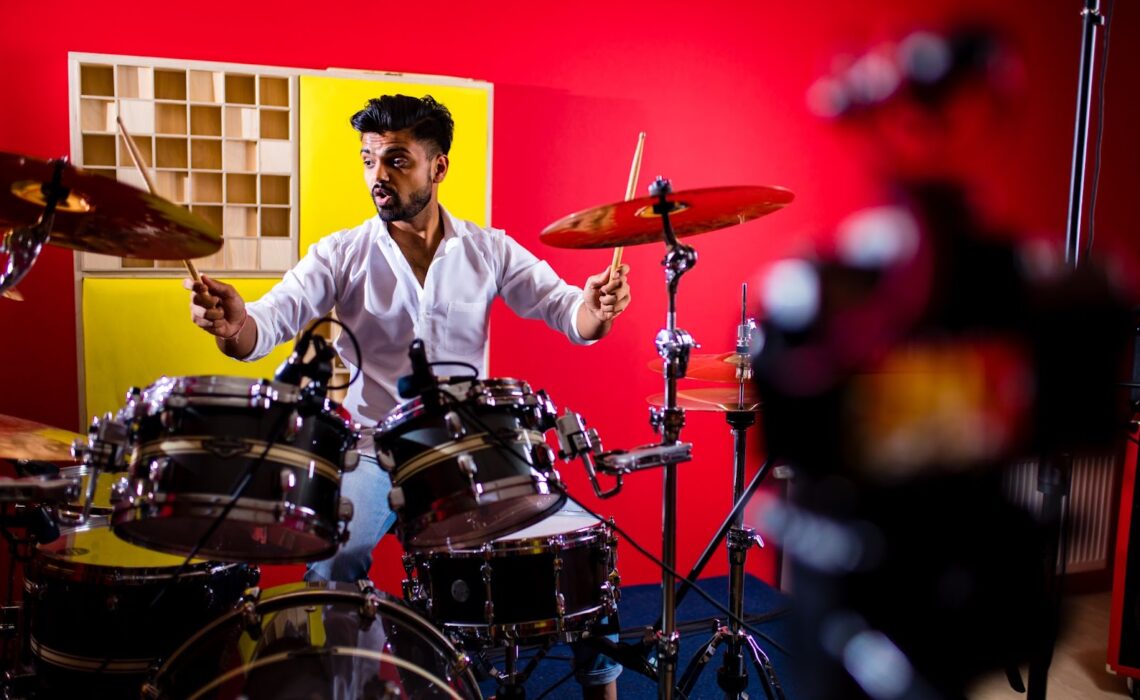 a guy playing the drums