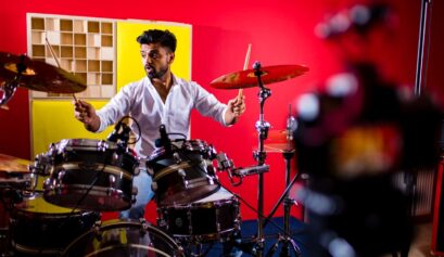 a guy playing the drums